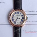 Japan Quartz Copy Cle de Cartier Watch Rose Gold Black Leather